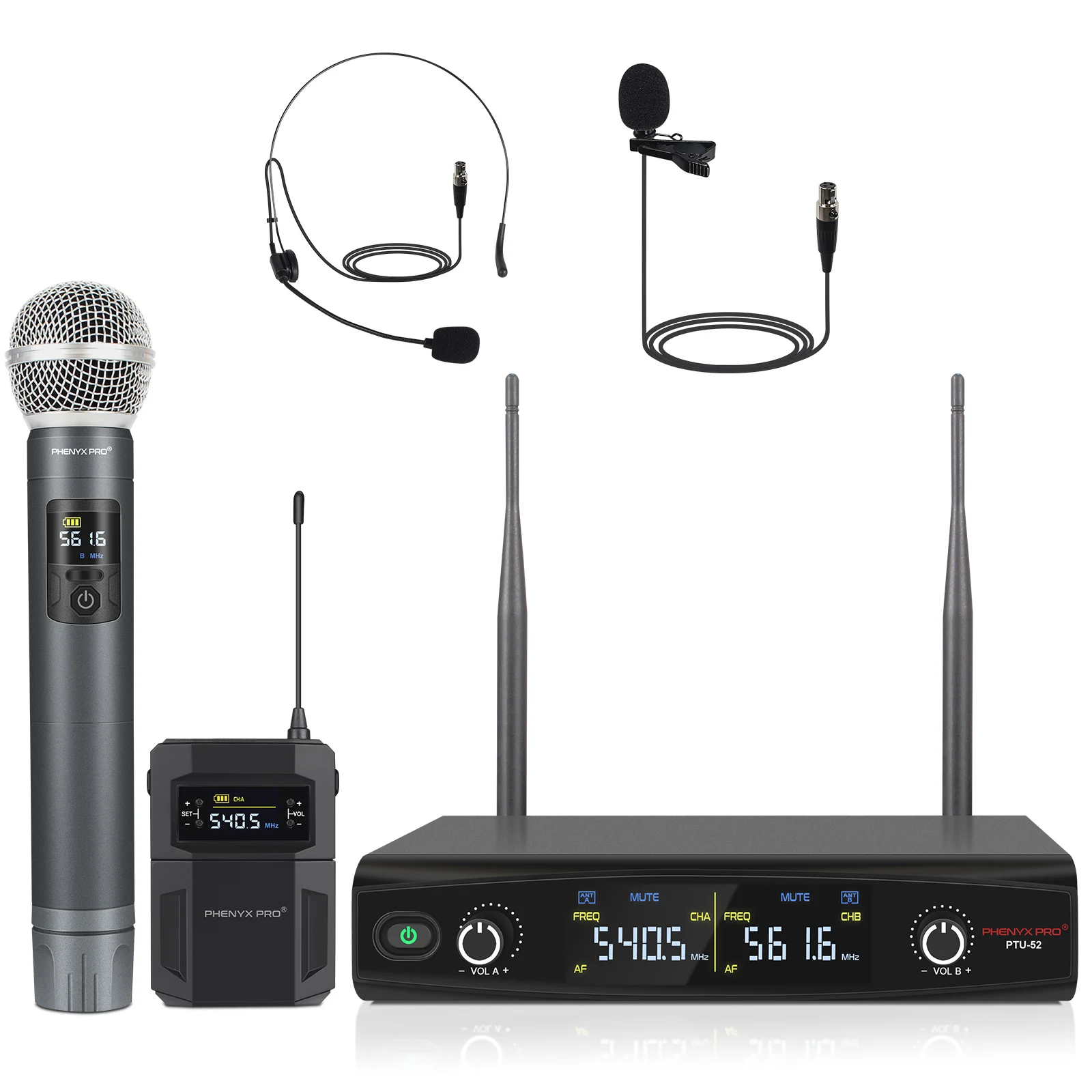 PhenyxProWirelessMicrophoneSystemLavalierHandheldMicSet2X30
