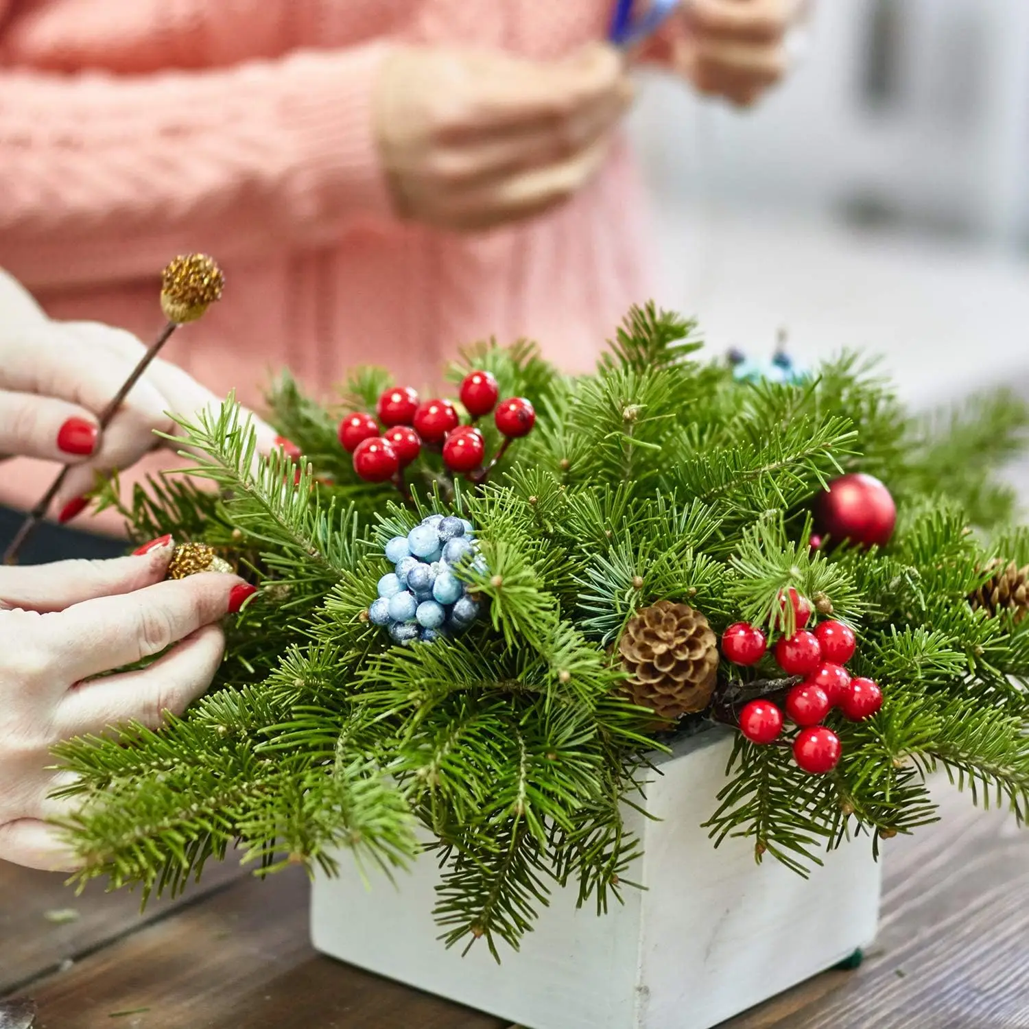 300 Pcs Baies de Houx de No&euml;l Mini Baies Artificielles pour D&eacute;corations No&euml;l D&eacute;corations Guirlande Fournitures