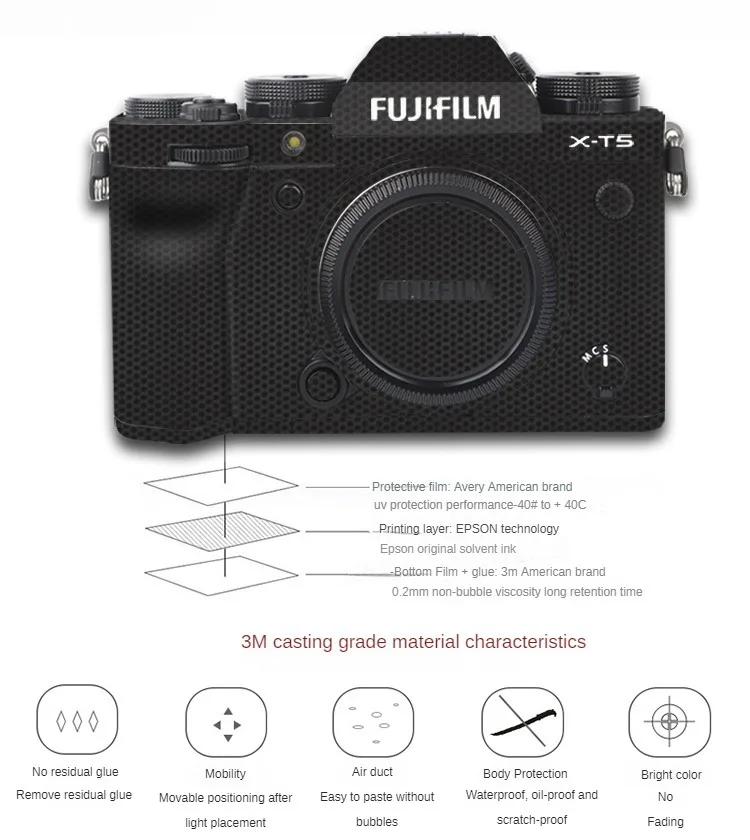Ucons Anti-scratch Camera Sticker for Fujifilm X-T5 Skin Full Protective Sweat-Resistant 3M Pre-Cut Sticker for X-T5