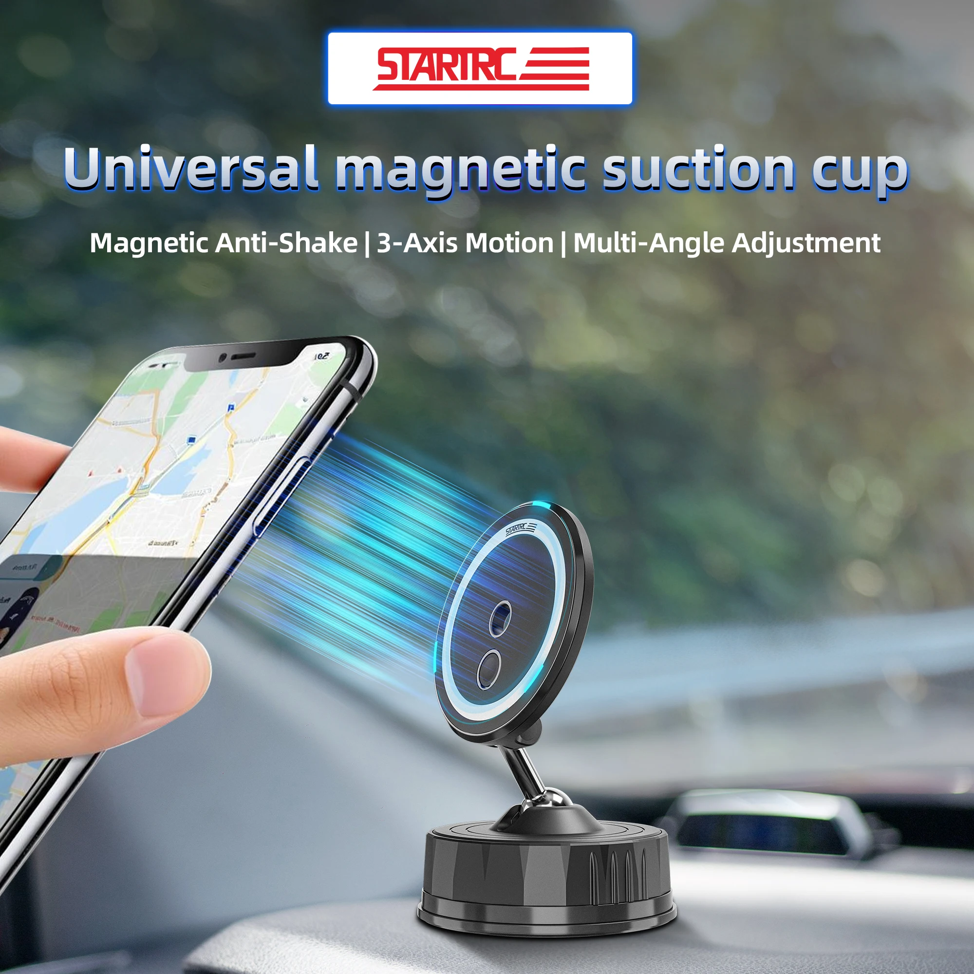 Magnetic Rotatable Phone Holder with Foldable Design and Vacuum Suction