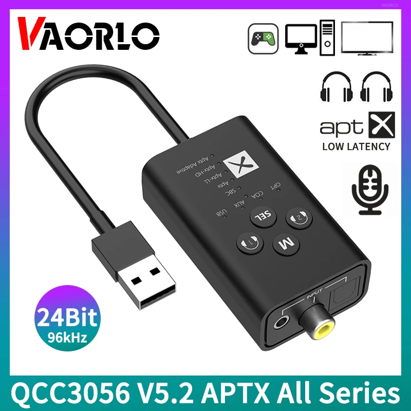 Qualcomm QCC3056 24Bit Bluetooth 5.2 Audio Zender Aptx Ll Hd Adaptieve Usb 3.5Mm Aux Glasvezel Coaxiale Draadloze Adapter