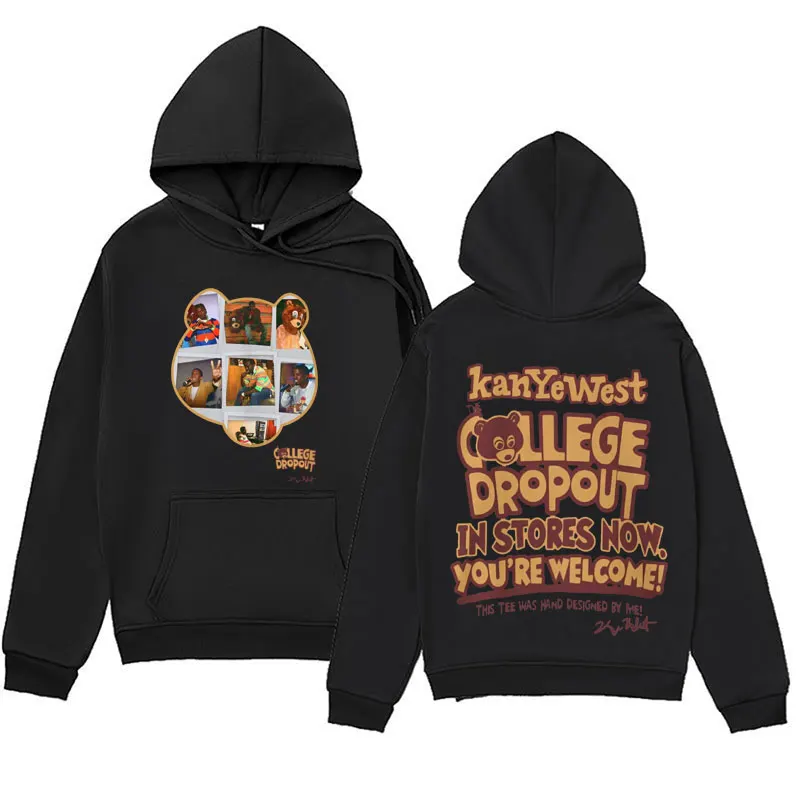 

Limited Rapper Kanye West Graphic Hoodie College Dropout Music Album Sweatshirt Men Women Hip Hop Gothic Fashion Pullover Hooded