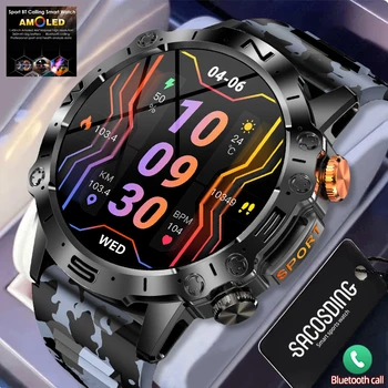 블루투스 통화 스마트 워치 AMOLED 1.43 인치 화면, 심박수 혈압 스마트워치, IP67 방수 스포츠 시계, 466*466