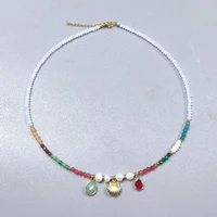 Collier de perles de perles naturelles pour hommes et femmes, pendentif goutte d'eau multicolore, bijoux en pierre bohème, breloque à la mode, décoration de collier 4