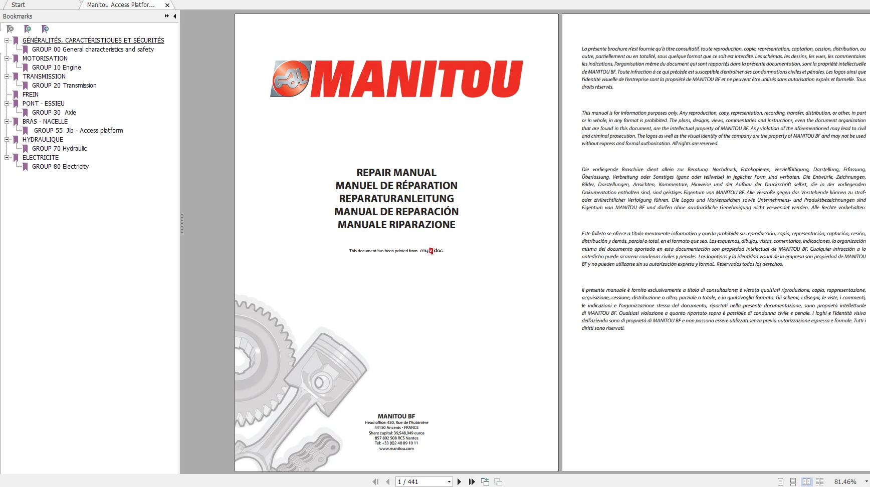 Carrello Elevatore Manitou 7.26Gb Pdf Operatori Di Riparazione Manuale E Catalogo Pezzi Di Ricambio Dvd