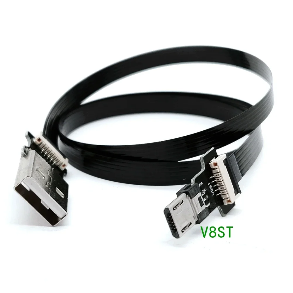 

5CM-100CM FPC Super Flat Flexible FPV Data Cable Up & Down And Left & Right Angled 90 Degree USB Micro USB Male To USB Male