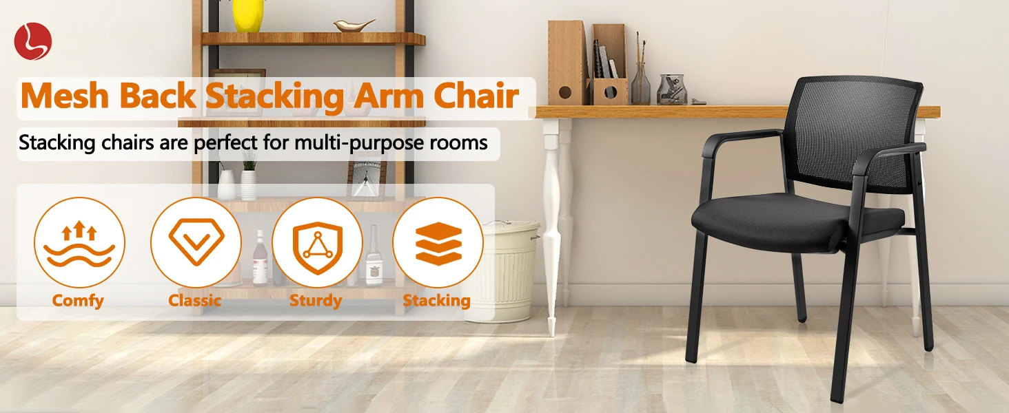 Mesh Back Stacking Arm Chairs