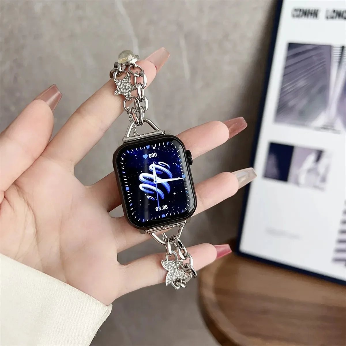 Klokkerem til iWatch 42/44/45/46/49 mm 38/40/41 mm metall mote klokkerem til Watch-serien Ultra2-serien 10/9/8/7/6/5/4/3/2/1_voghion.com