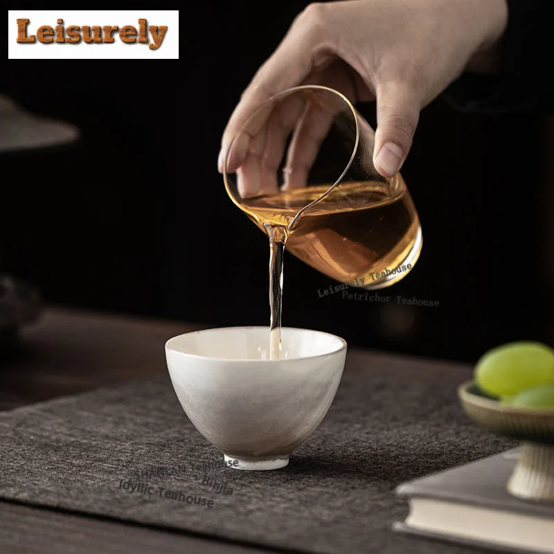 130ML Ink Painting Zhiye Teacup Aesthetic Tea Bowl Tea Cup Set Tea-tasting Fragrance Cup Jianzhan Master Cups Household Cafes