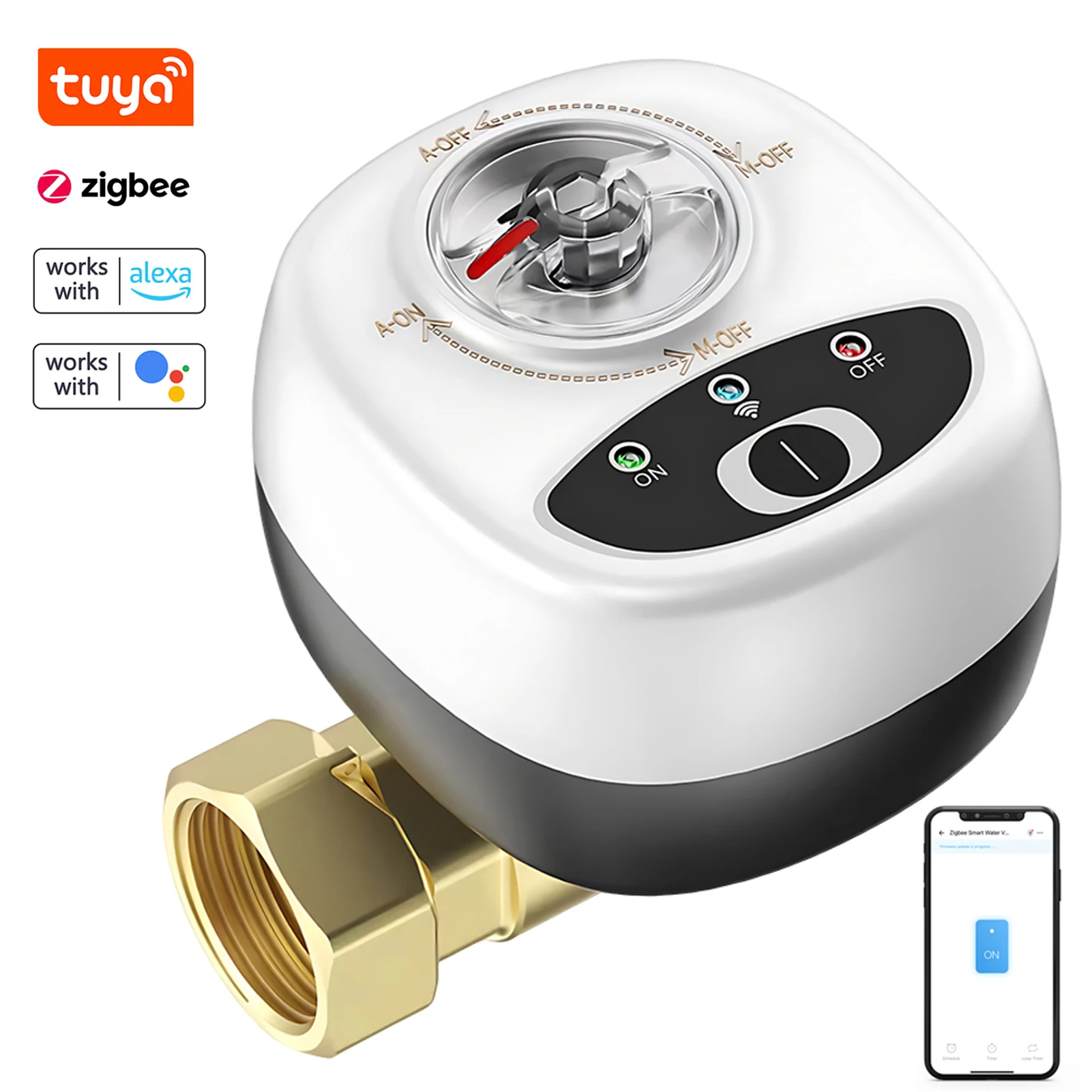 Watervalve Automatic Switch Intelligent Ballvalve IP65 Waterproof Rating Wireless Remote APP Control Compatible Alexa Google