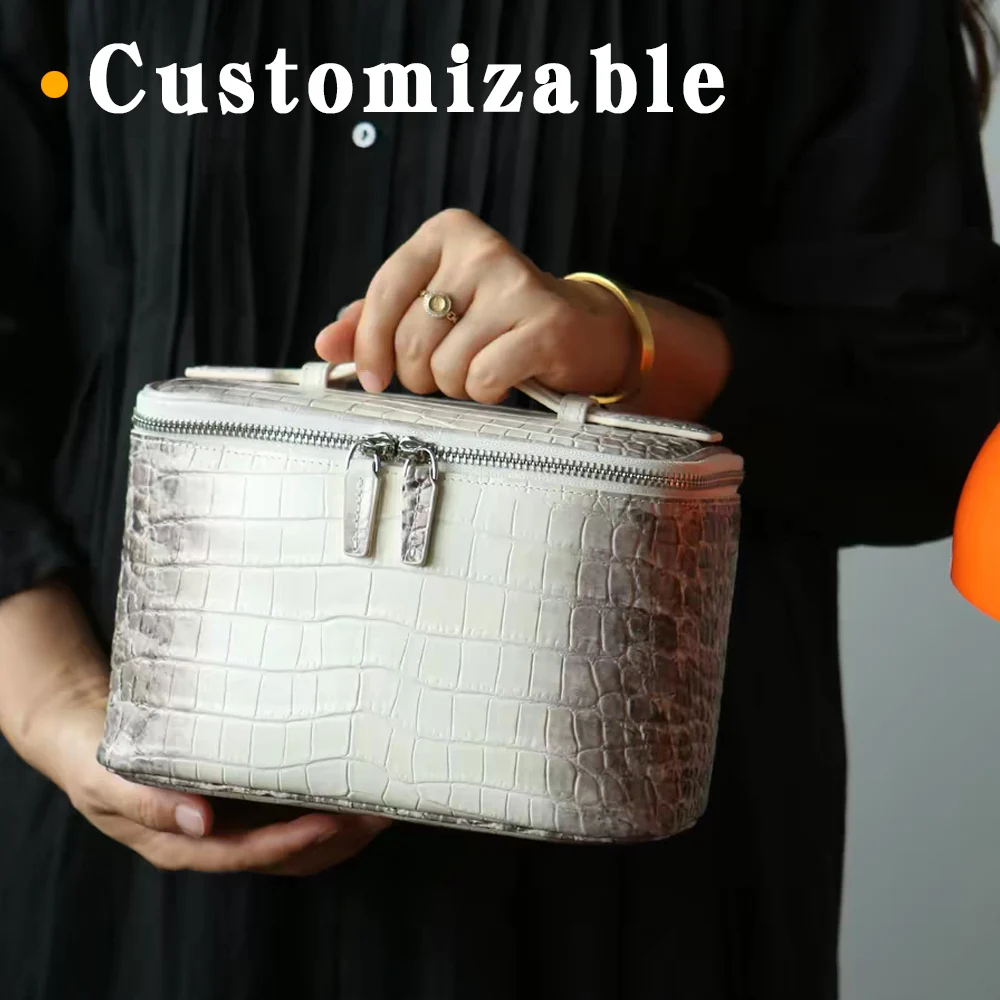 Luxury Embossed Crocodile Leather Makeup Bag Travel Toiletry Organizer Portable Cosmetic Pouch Women Storage Practical Durable 2