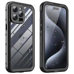 Premium IP68 Waterproof Metal Case - Luxury Aluminum Phone Cover for iPhone 13 Pro Max (Black)