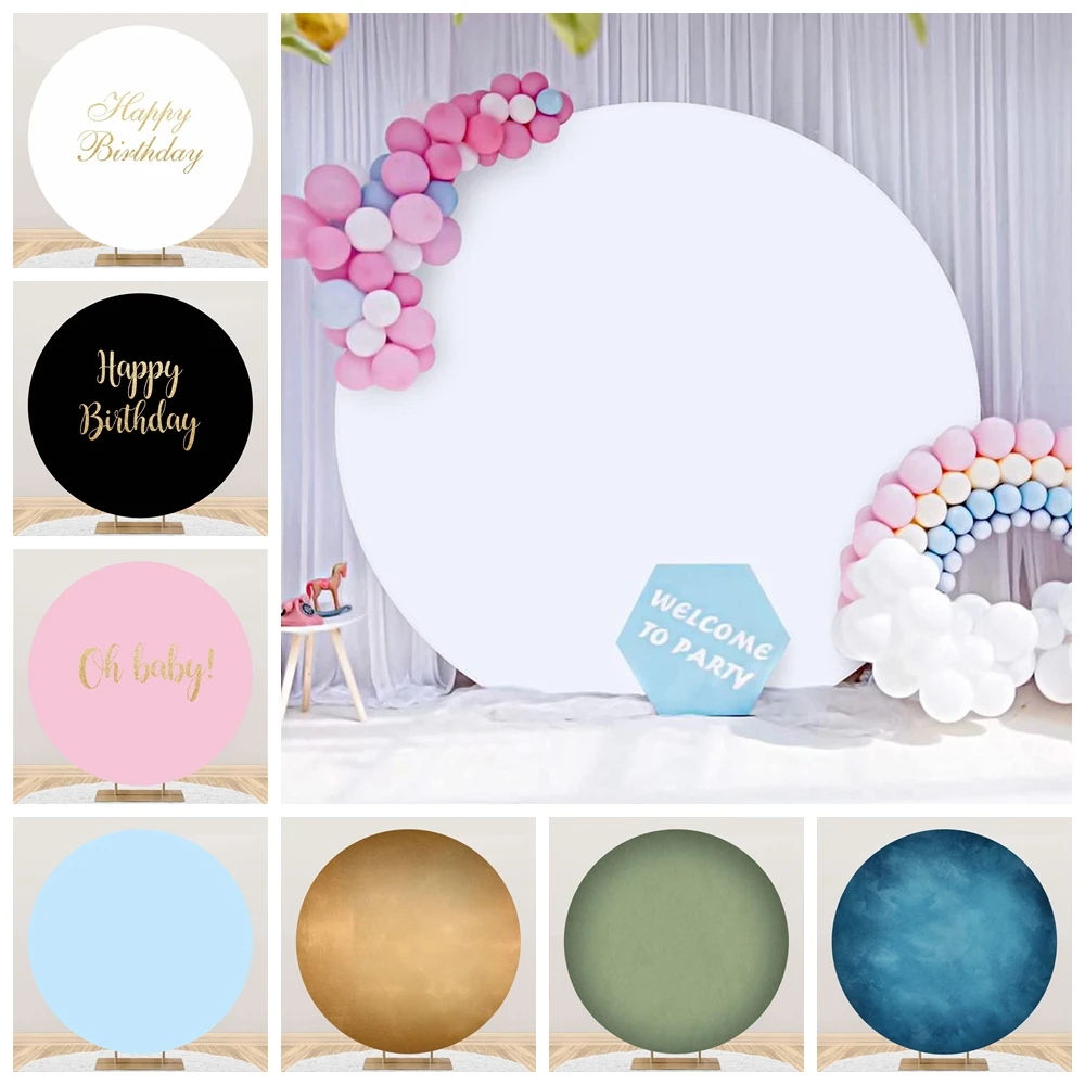 Redondo Personalizado Círculo Fotografia Fundo Photo Studio Prop Decoração do Chuveiro do Bebê Feliz Aniversário Festa Casamento Branco