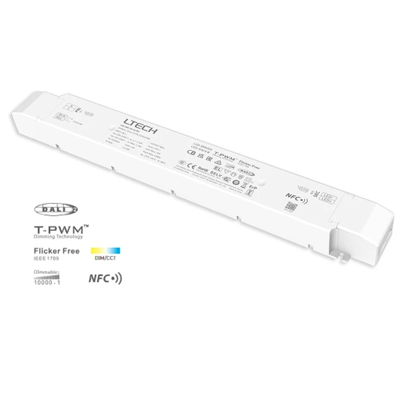 240W 24V DT8 CV Led 드라이버 LTECH DALI 디밍 조명 변압기 AC 220-240V 입력, 푸시 희미한 NFC CCT 조정 가능한 흰색 드라이버