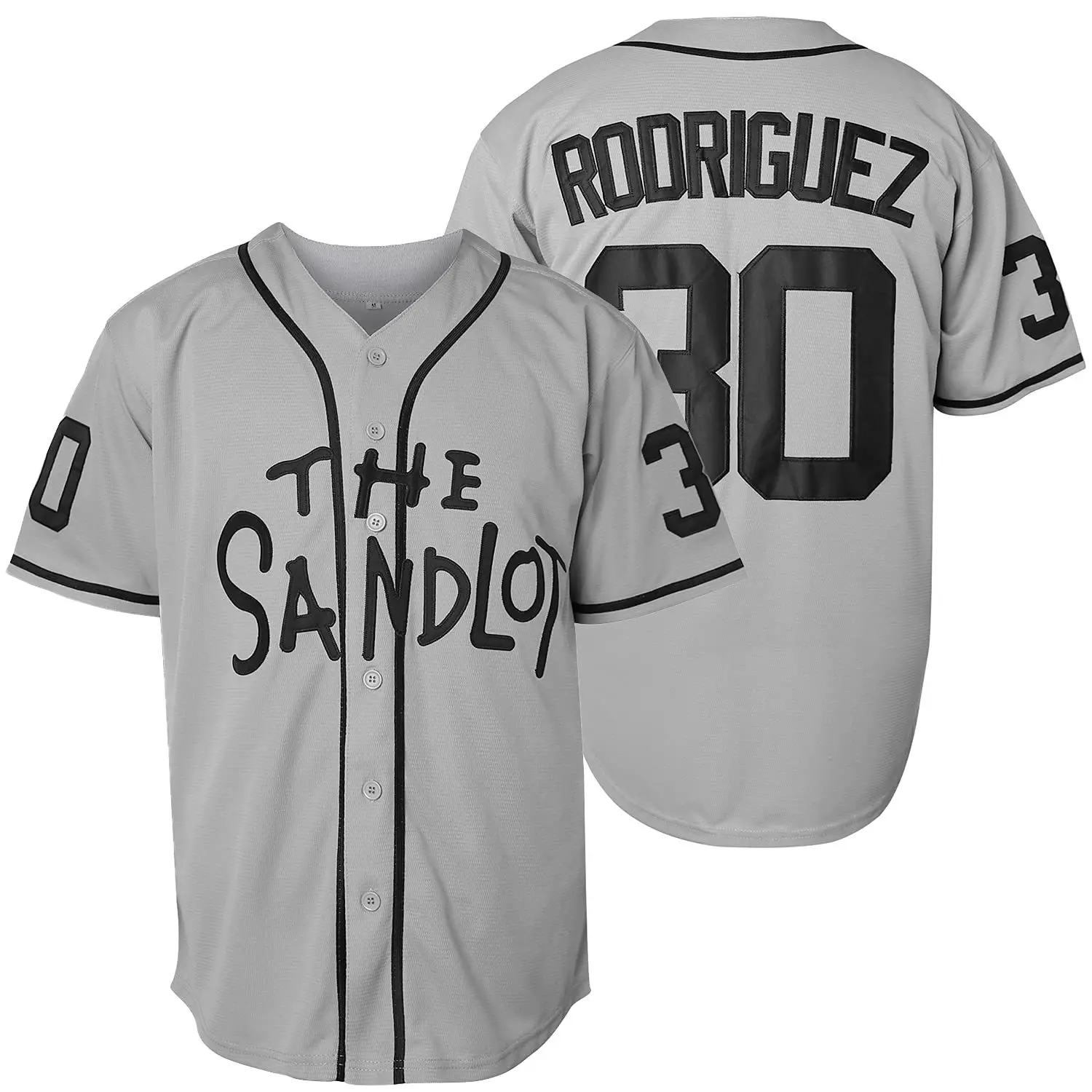 The Sandlot Benny Rodriguez Baseball Jersey Stitched Movie Sports Shirt Gray White Blue baseball jersey