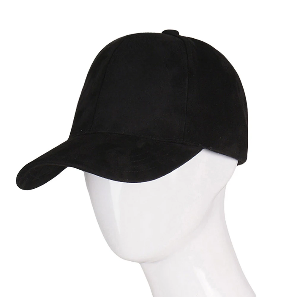 Women's Suede Snapback Baseball Cap - Black and Grey