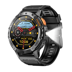 AMOLED Waterproof Smartwatch with Flashlight and Bluetooth Call Functionality (Black)