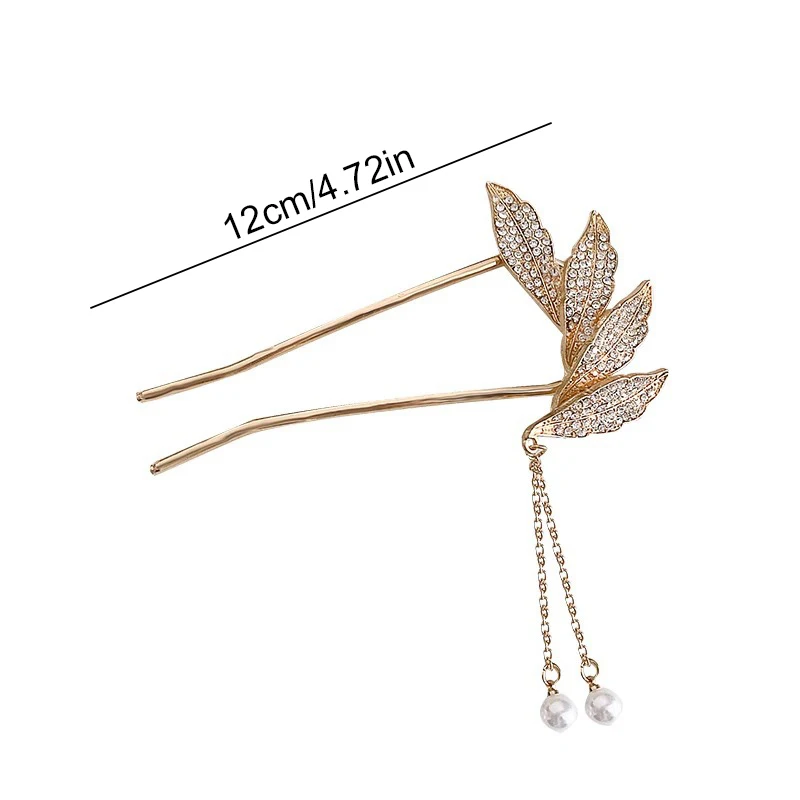 Fashion U-shaped Metal Hair Clip With Pearl Pendant For Women Elegant Hairpin Head Hair Clasp Jewelry Accessory Bridal Headdress