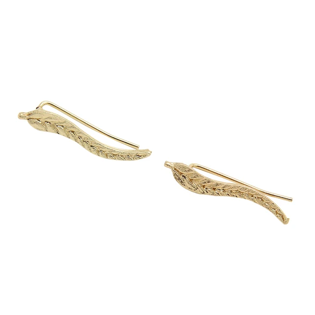 Boucles d'oreilles en forme de feuille pour femmes, 1 paire, dorées, faites à la main, délicates, Chic, manchette sur chenilles, bijoux pour un usage quotidien, Occasions formelles