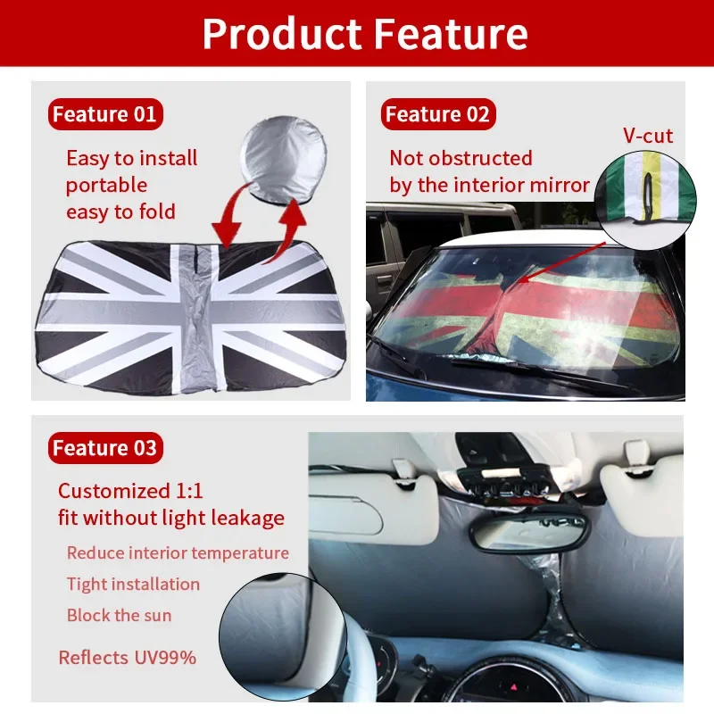 Windshield Sunshade Car Front Window SunShade Cover Blocks UV Reflector Mini Cooper One R50 R53 R56 R60 F55 F56 R58 R59