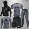 Men Clothing Sportswear Gym Fitness Compression Suits Running Set Sport Outdoor Jogging Quick Dry Tight 5-Piece Rashguard 1