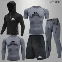 Men Clothing Sportswear Gym Fitness Compression Suits Running Set Sport Outdoor Jogging Quick Dry Tight 5-Piece Rashguard 1