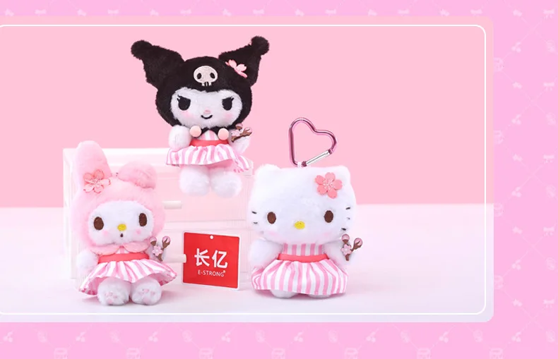 Sanrio Peluche Hello Kitty Kuromi Melody Cinnamoroll Stofftiere Anhänger Niedliche Plüschtiere Schlüsselanhänger Anime Schlüsselanhänger Geburtstagsgeschenk – Detail 10