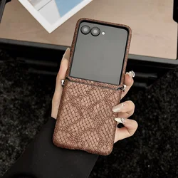 Elegant Python Skin Pattern Side-Hung Phone Case with Enhanced Protection for Motorola Razr Ultra 2025 (Brown no Bracelet)