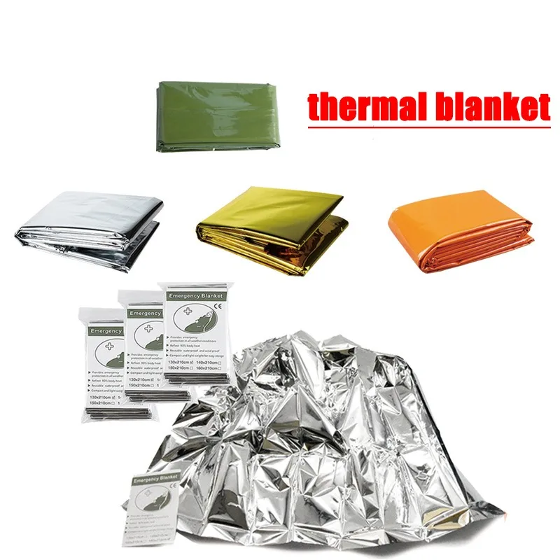 Emergency Blanket Outdoor Waterproof Thermal Insulation Survival First Aid Sleeping Bag Portable Rescue Thermal Blanket Camping