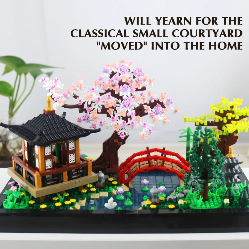 DIY Creative Zen Realm Garden Building Blocks Bonsai Tree Streetview Courtyard Potted Bouquet Assembled Brick Kids Toy Gift Deco 6