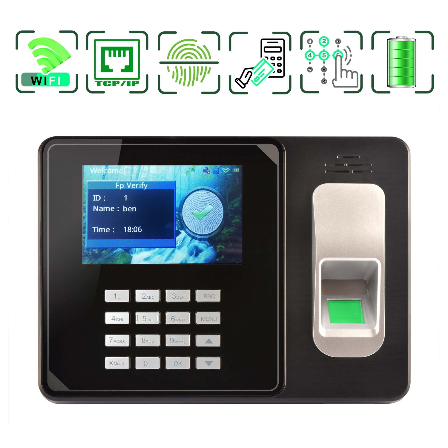 WiFi Tcp/ip Back-up Battery Fingerprint Time Attendance Machine Card Employee Assistance Control Clock