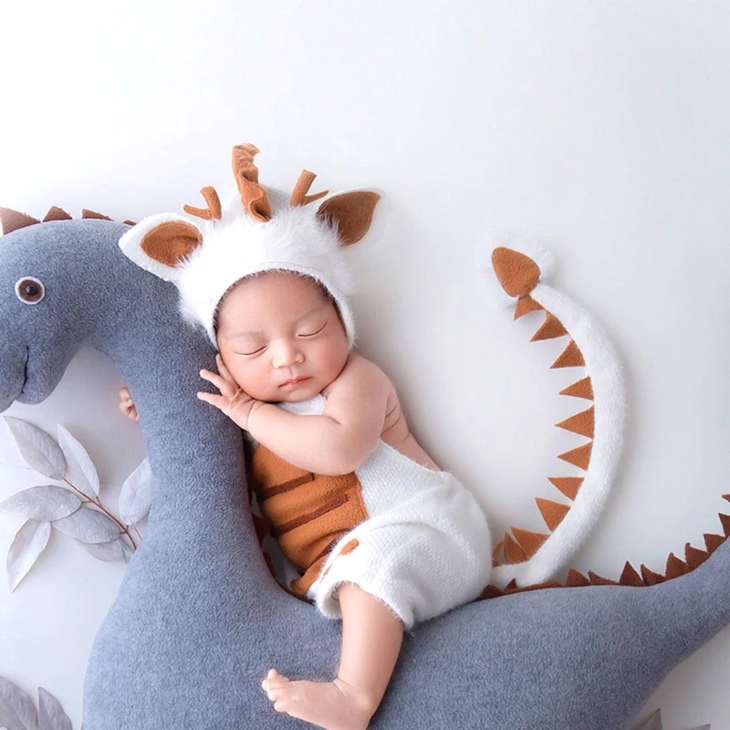 

Baby Photography Props Dragon Costume Headgear Newborns Photo Props Baby Photoshoots Beanie Infant Photo Suit Jumpsuit