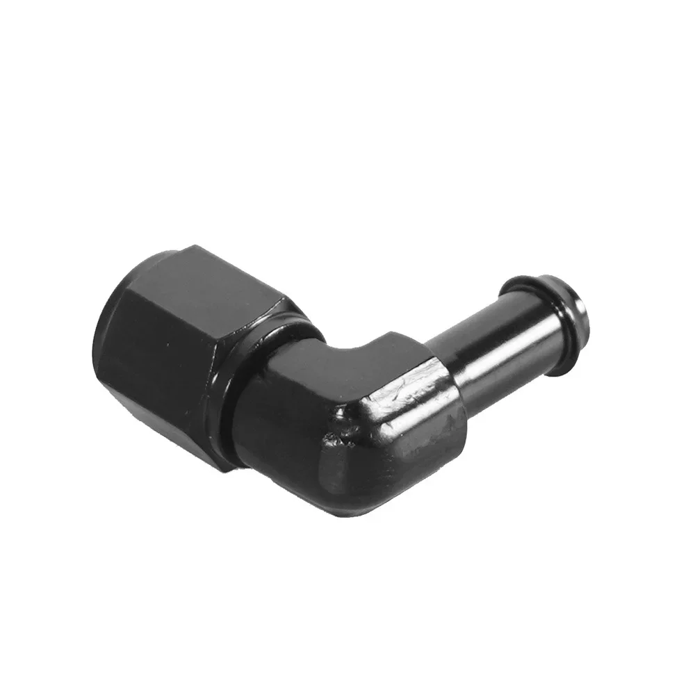 6AN Female to 5/16" and 3/8" Barb Hose Fitting 90 Degree Swivel