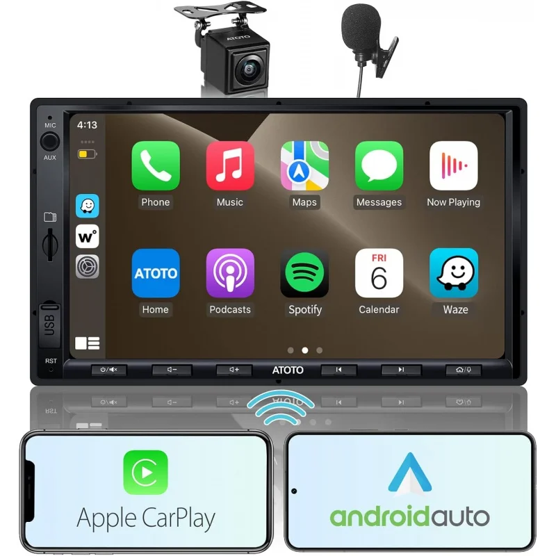 

[Обновление] автомобильная стереосистема ATOTO с беспроводным CarPlay, беспроводным Android авто, сенсорным экраном 7 дюймов IPS, Bluetooth, функцией зеркального отображения телефона,