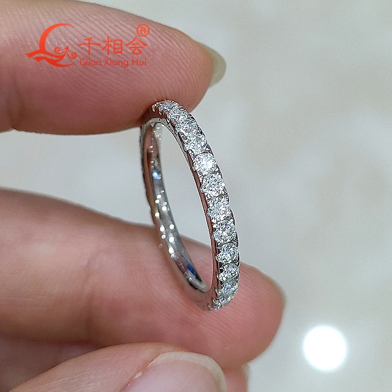 soild 10k 14k 18k gold 2mm Moissanite Full Eternity Ring Band D