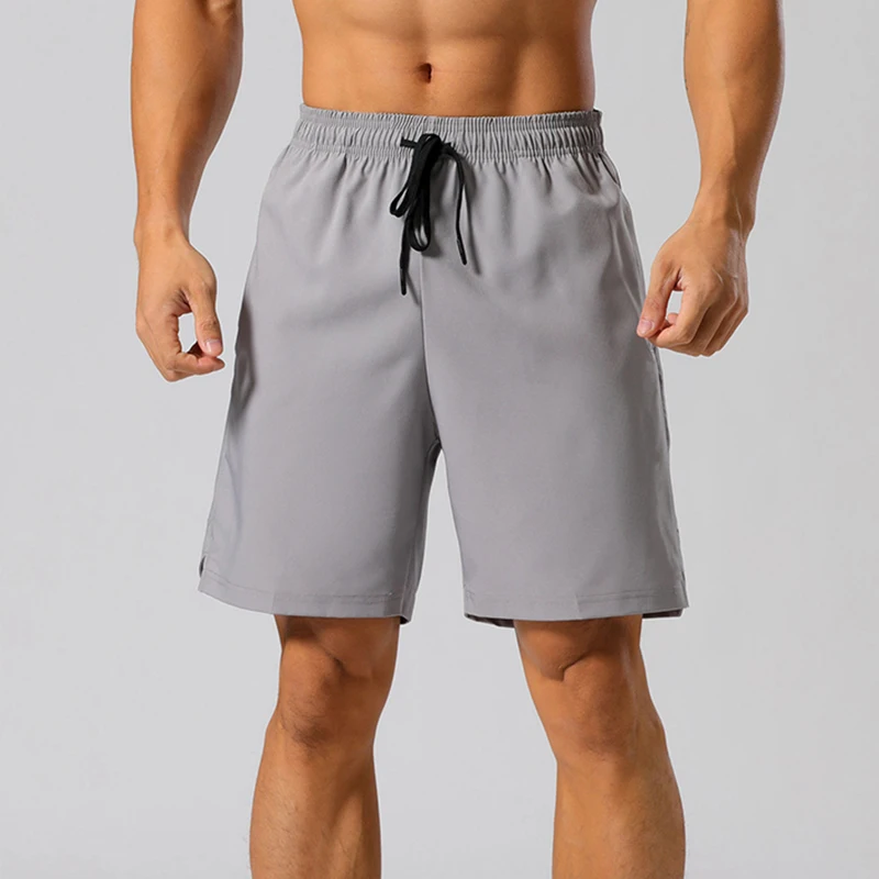 Fashion Loose Elastic Waist Spliced Pockets Printed Bandage Shorts Men's 2024 Summer New Solid Color All-match Casual Shorts