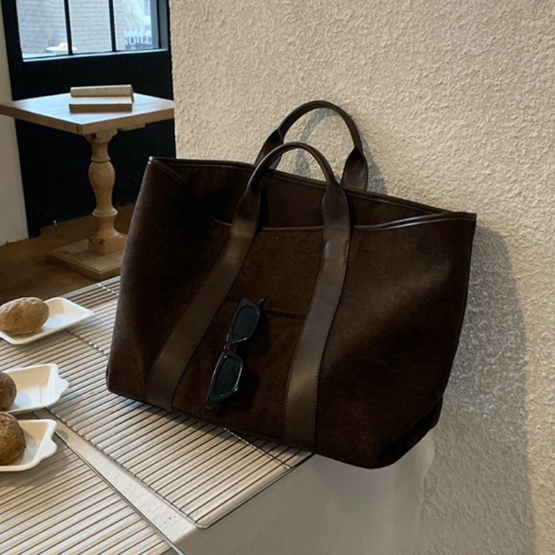 Vintage Suede Large Capacity Handbag Simple All-match Fashion Tote Bags Design Casual Top Handle Shoulder Bag For Women 2026