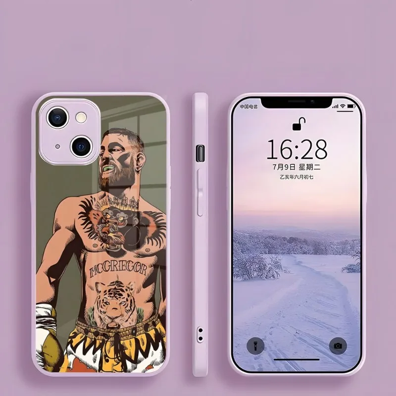 Custodia Per Telefono Conor Mcgregor Per Iphone 15 14 13 Pro Max 12 11 Xr X Xs Mini 6 7 8 Plus Se Cover Viola In Vetro