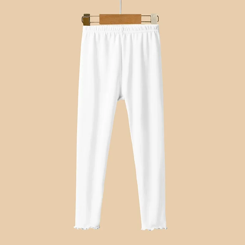 Girls Pants High Stretch Soft Leggings Plain Color Elastic Waist Kids Clothes