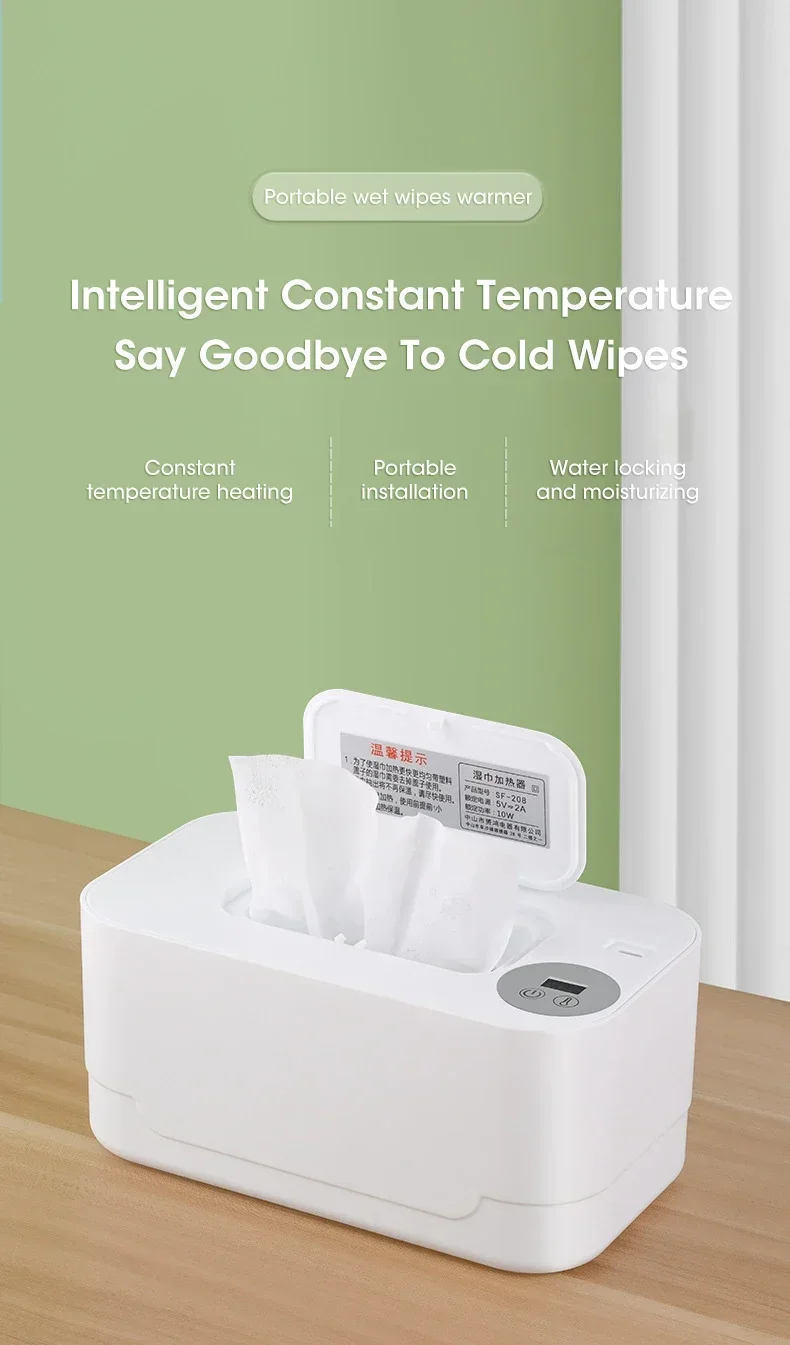 Description Picture 2 of itemBaby Wipe Warmer Heater with LED Display Wet Towel Dispenser Portable USB Charge Baby Wipe Warmer Napkin Heating Box Home/Car