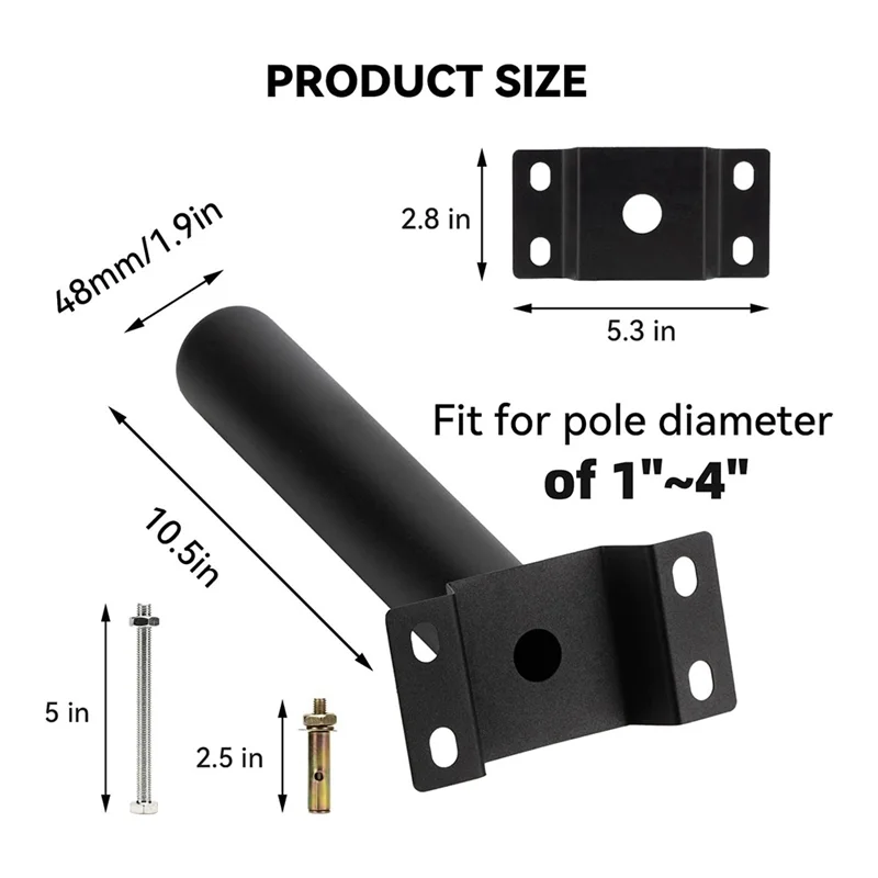 1Pcs Mounting Brackets Extension Arm for Outdoor Light Fixtures,9,5In Light Fixture Bracket Pole for Solar Street Lights 5