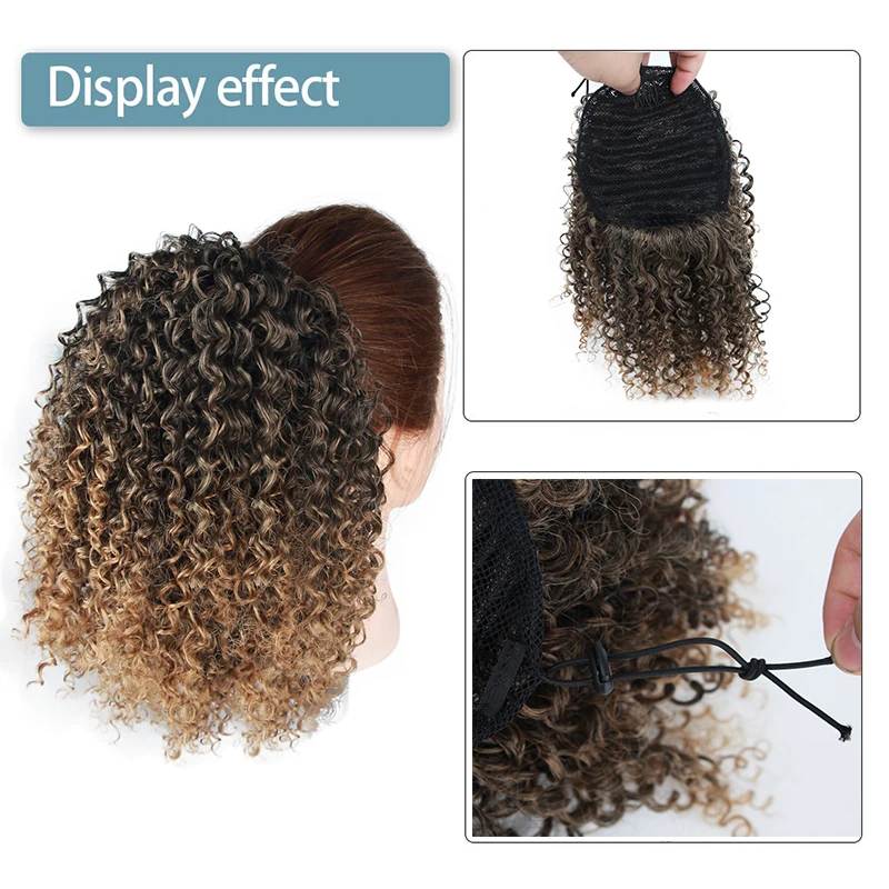 Drawstring Puff Ponytail Afro Kinky Curly Hair Extension Synthetic Clip In Pony Tail African American Hair Extension 2 Drawstring Puff Ponytail Afro Kinky Curly Hair Extension Synthetic Clip In Pony Tail African American Hair Extension
