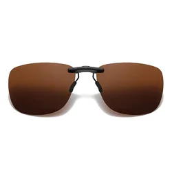 Vintage Polarized Square Clip-On Sunglasses with Anti-Glare UV400 Lens (Tea)