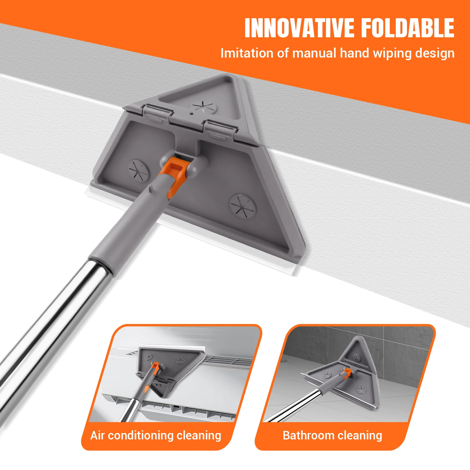 Triangle Mop 360° Rotatable Extendable Adjustable 206.5 Cm Cleaning Mop For Tub Tile Floor Wall Cleaning Mop Deep Cleaning: 3 - 5 Days Free Delivery Only UK Mop