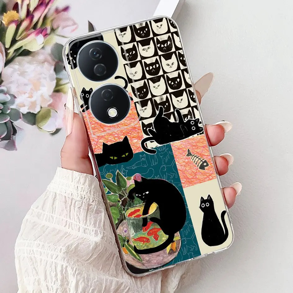 Colorful Flower Clear Silicone Phone Case for Honor X7b and Honor 90