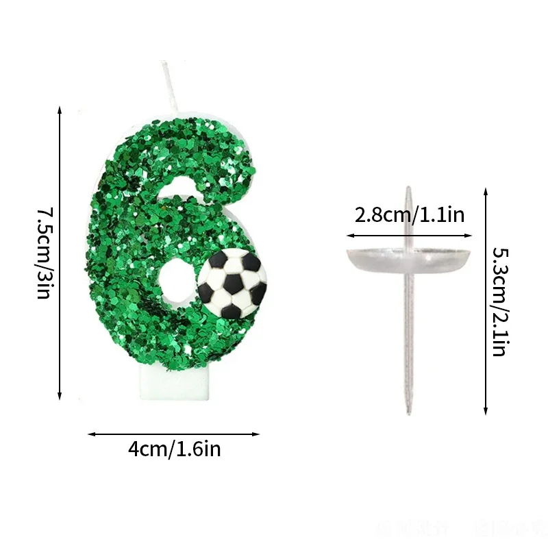 Décoration Fête Football Bougies Chiffres Football Vert - Décoration Gâteau Anniversaire Thème Sport - Lot De 1 Bougie En Chiffre Pour Fête