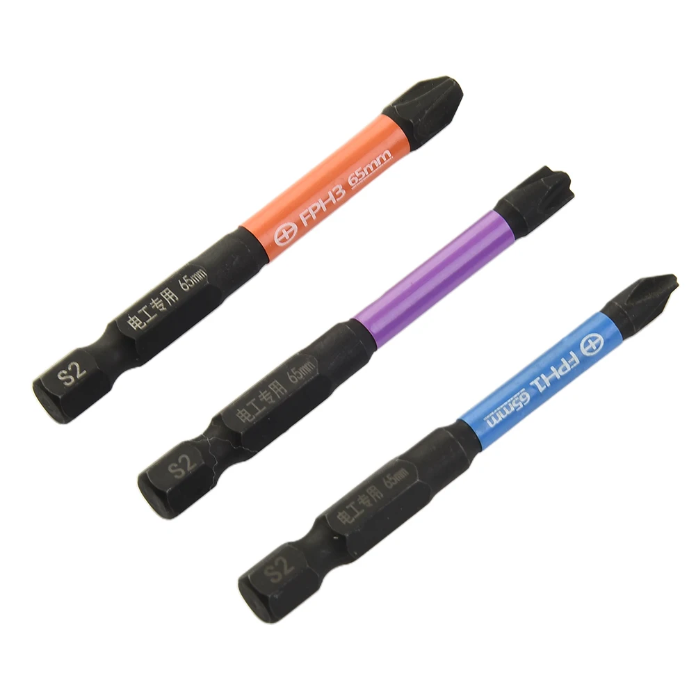 

3pcs Magnetic Electrician Screwdriver Bits Set Special Slotted Cross Head Screwdriver Drill Bit Alloy Steel FPH1, FPH2, FPH3