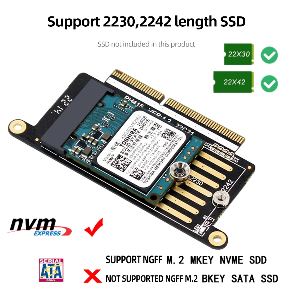 M.2 NVME M 키 SSD 어댑터 카드 리더, 플러그 앤 플레이 지지대, MAC OS Mojave/Categorieslina, MACBOOK PRO 2016/2017 A1708 용