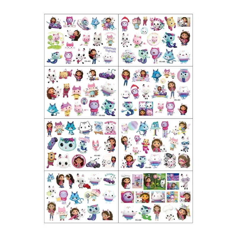 Gabby Dollhouse Tattoo Stickers Temporary Tattoos for Kids Birthday Party Supplies Favors Cute Tattoos Stickers Decoration