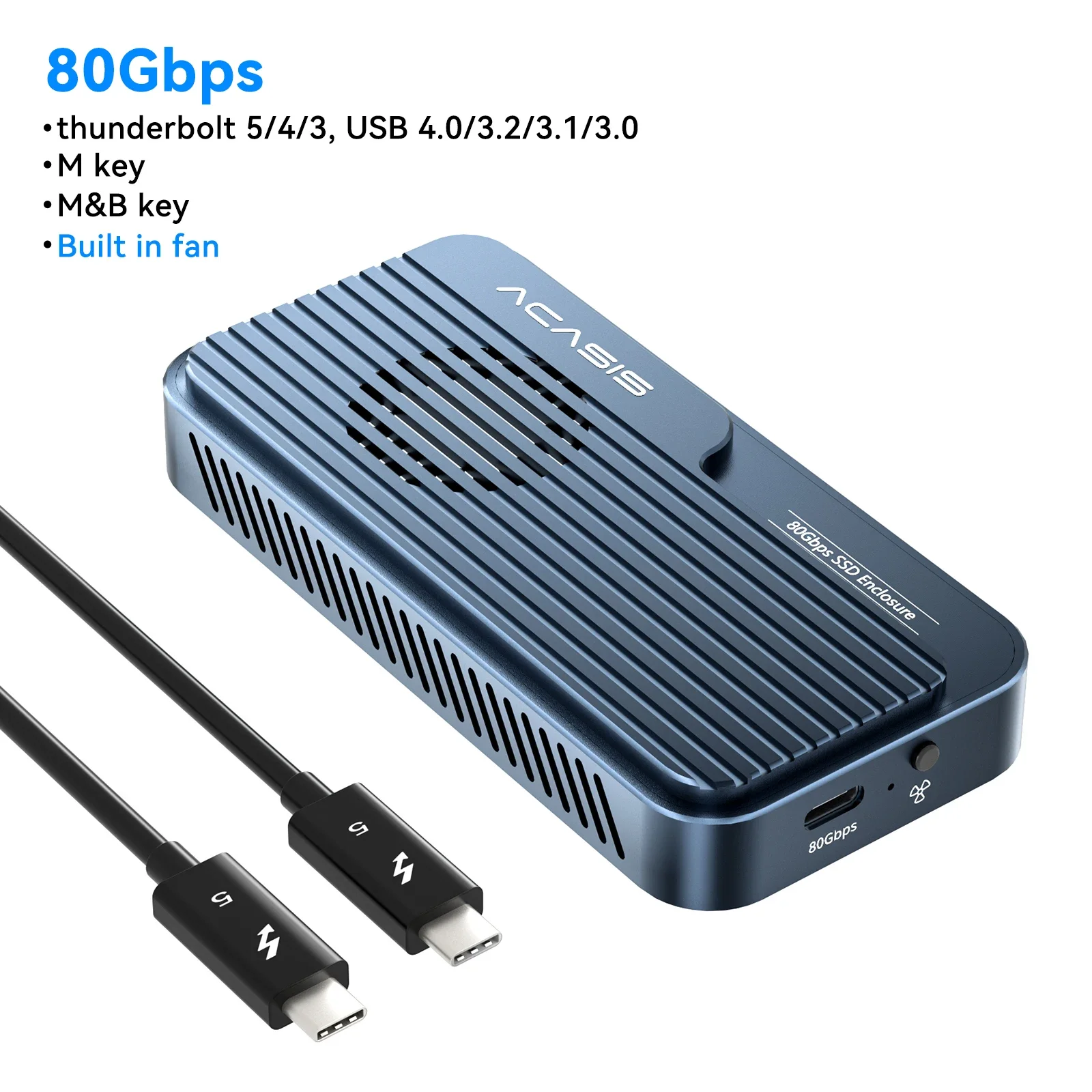 Acasis 80Gbps USB4 M.2 NVMe SSD Case Thunderbolt 5 USB-C